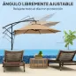 Parasol de Jardín Excéntrico Sombrilla con Funda para Sombrilla Protección UV 50+ y Base Cruzada Ø290x243 cm Caqui