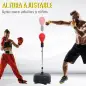Punching Ball con Altura Ajustable en 136-154 cm y Base Rellenable Soporte y Guantes para Adultos y Adolescentes Rojo
