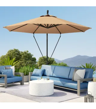 Parasol de Jardín Excéntrico Sombrilla con Funda para Sombrilla Protección UV 50+ y Base Cruzada Ø290x243 cm Caqui