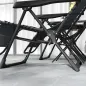 Set de 2 Tumbonas Jardín Exterior Plegables de Gravedad Cero con Mesa Auxiliar con Portavasos Reposacabezas Gris