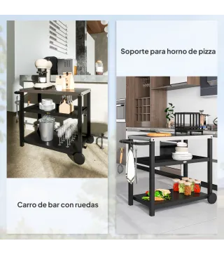Carrito de Parrilla para Jardín o Terraza Carro de Servicio con Encimera Estantes y Ruedas para BBQ 102x50x81 cm Gris