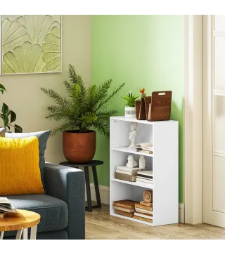 Estantería con 2 Ajustables y Sistema Antivuelco para Oficina Salón o Dormitorio 60x24x80 cm Blanco