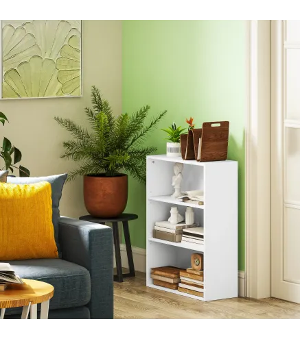 Estantería con 2 Ajustables y Sistema Antivuelco para Oficina Salón o Dormitorio 60x24x80 cm Blanco