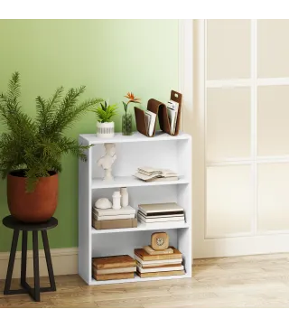 Estantería con 2 Ajustables y Sistema Antivuelco para Oficina Salón o Dormitorio 60x24x80 cm Blanco