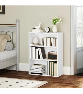 Estantería con 2 Ajustables y Sistema Antivuelco para Oficina Salón o Dormitorio 60x24x80 cm Blanco