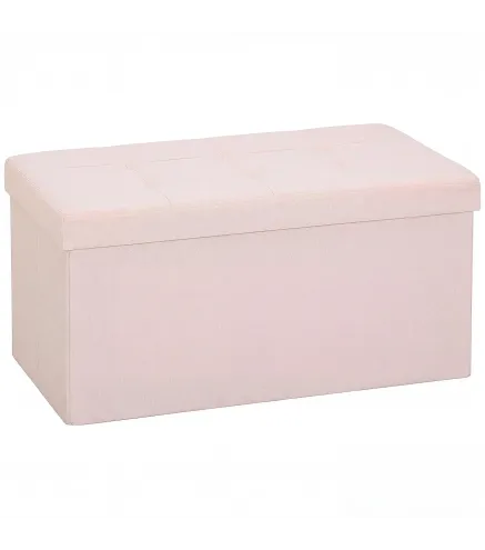 Puff Almacenaje, Banco Almacenaje Plegable 84 L 76x38x38 cm Tapizado en Lino Sintético Baúl de Almacenamiento Rosa