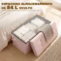 Puff Almacenaje, Banco Almacenaje Plegable 84 L 76x38x38 cm Tapizado en Lino Sintético Baúl de Almacenamiento Rosa