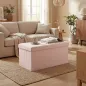 Puff Almacenaje, Banco Almacenaje Plegable 84 L 76x38x38 cm Tapizado en Lino Sintético Baúl de Almacenamiento Rosa