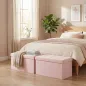 Puff Almacenaje, Banco Almacenaje Plegable 84 L 76x38x38 cm Tapizado en Lino Sintético Baúl de Almacenamiento Rosa