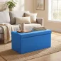 Puff Almacenaje, Banco Almacenaje Plegable 84 L 76x38x38 cm Tapizado en Lino Sintético Azul Claro