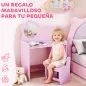 Tocador Infantil con Taburete y Espejo en Forma de Flor con Estantes Abiertos para Niños y Niñas de 3-8 Años Morado