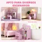 Tocador Infantil con Taburete y Espejo en Forma de Flor con Estantes Abiertos para Niños y Niñas de 3-8 Años Morado