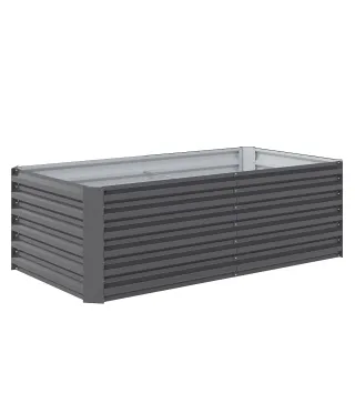 Jardinera Exterior Grande Rectangular de Acero Galvanizado para Terraza con Base Abierta 180x90x57,5 cm Gris