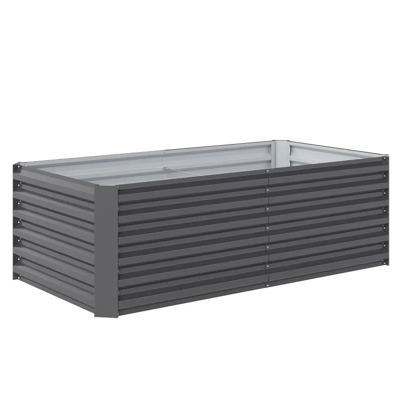 Jardinera Exterior Grande Rectangular de Acero Galvanizado para Terraza con Base Abierta 180x90x57,5 cm Gris