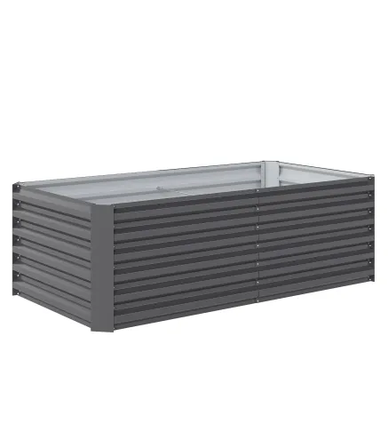 Jardinera Exterior Grande Rectangular de Acero Galvanizado para Terraza con Base Abierta 180x90x57,5 cm Gris