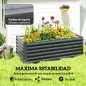 Jardinera Exterior Grande Rectangular de Acero Galvanizado para Terraza con Base Abierta 180x90x57,5 cm Gris