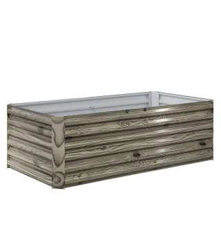 Jardinera Exterior Grande Rectangular de Acero Galvanizado para Terraza con Base Abierta 180x90x57,5 cm Natural