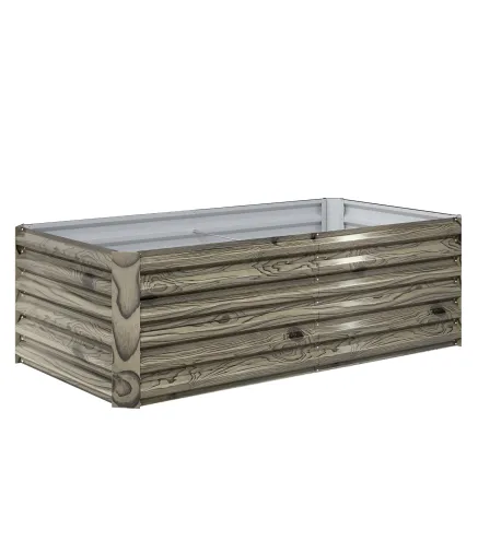 Jardinera Exterior Grande Rectangular de Acero Galvanizado para Terraza con Base Abierta 180x90x57,5 cm Natural