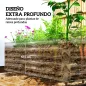 Jardinera Exterior Grande Rectangular de Acero Galvanizado para Terraza con Base Abierta 180x90x57,5 cm Natural
