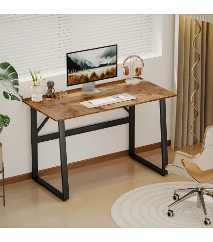 Escritorio Industrial 120x60x76 cm Mesa de Ordenador Patas de Acero para Casa Oficina Estudio Marrón Rústico