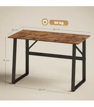 Escritorio Industrial 120x60x76 cm Mesa de Ordenador Patas de Acero para Casa Oficina Estudio Marrón Rústico