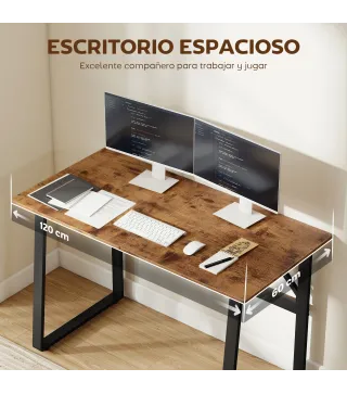 Escritorio Industrial 120x60x76 cm Mesa de Ordenador Patas de Acero para Casa Oficina Estudio Marrón Rústico