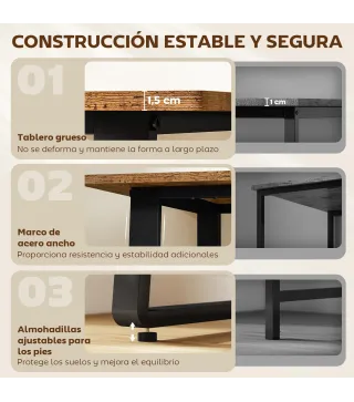 Escritorio Industrial 120x60x76 cm Mesa de Ordenador Patas de Acero para Casa Oficina Estudio Marrón Rústico