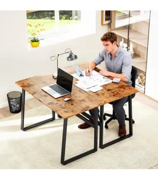 Escritorio Industrial 120x60x76 cm Mesa de Ordenador Patas de Acero para Casa Oficina Estudio Marrón Rústico