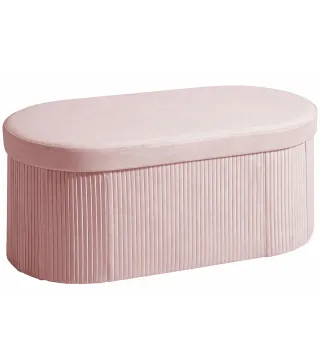 Puff Almacenaje Banco Almacenaje Plegable 72 L 76x38x35 cm Tapizado en Terciopelo Baúl de Almacenamiento Rosa