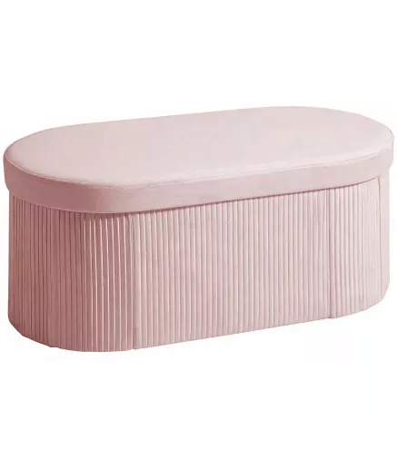 Puff Almacenaje Banco Almacenaje Plegable 72 L 76x38x35 cm Tapizado en Terciopelo Baúl de Almacenamiento Rosa