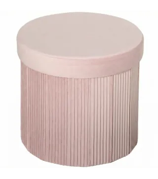 Puff Almacenaje Banco Almacenaje Plegable 35 L 38x38x38 cm Tapizado en Terciopelo Baúl de Almacenamiento Redondo Rosa