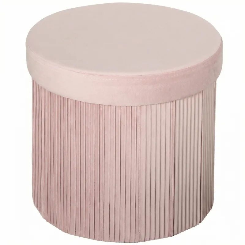 Puff Almacenaje Banco Almacenaje Plegable 35 L 38x38x38 cm Tapizado en Terciopelo Baúl de Almacenamiento Redondo Rosa Puff Almacenaje Banco Almacenaje Plegable 35 L 38x38x38 cm Tapizado en Terciopelo Baúl de Almacenamiento Redondo Rosa