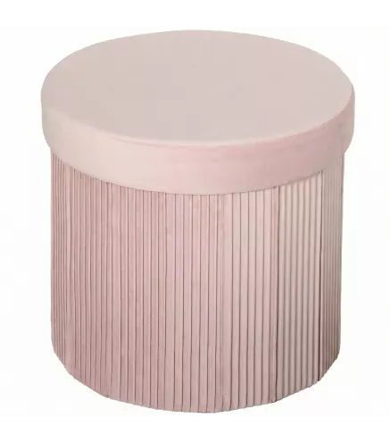 Puff Almacenaje Banco Almacenaje Plegable 35 L 38x38x38 cm Tapizado en Terciopelo Baúl de Almacenamiento Redondo Rosa