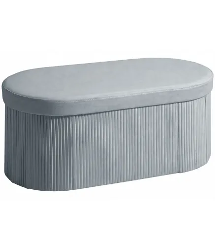 Puff Almacenaje Banco Almacenaje Plegable 72 L 76x38x35 cm Tapizado en Terciopelo Baúl de Almacenamiento Gris Oscuro