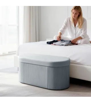 Puff Almacenaje Banco Almacenaje Plegable 72 L 76x38x35 cm Tapizado en Terciopelo Baúl de Almacenamiento Gris Oscuro