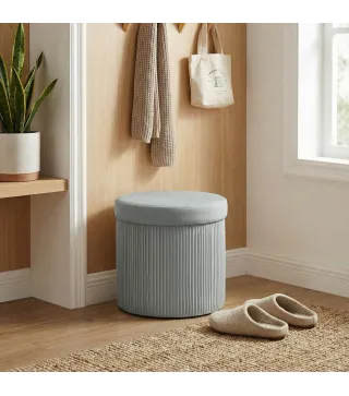 Puff Almacenaje Banco Almacenaje Plegable 35 L 38x38x38 cm Tapizado en Terciopelo Baúl de Almacenamiento Gris Oscuro