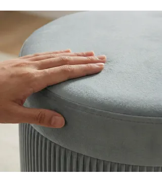 Puff Almacenaje Banco Almacenaje Plegable 35 L 38x38x38 cm Tapizado en Terciopelo Baúl de Almacenamiento Gris Oscuro