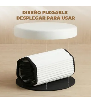 Puff Almacenaje Banco Almacenaje Plegable 35 L 38x38x38 cm Tapizado en Terciopelo Baúl de Almacenamiento Redondo Crema