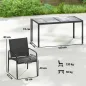 Conjunto de Mesa y Sillas Jardín con Mesa de Efecto Madera y 6 Sillas con Asiento Transpirable para Terraza Patio Negro