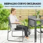 Conjunto de Mesa y Sillas Jardín con Mesa de Vidrio Templado y 6 Sillas Transpirables para Terraza Patio Gris