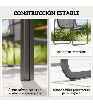 Conjunto de Mesa y 6 Sillas de Jardín con Tablero de Vidrio Templado, Gris