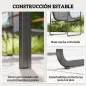 Conjunto de Mesa y Sillas Jardín con Mesa de Vidrio Templado y 6 Sillas Transpirables para Terraza Patio Gris