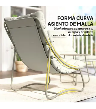 Conjunto de Jardín 3 Piezas con 2 Sillones y Mesa de Centro con Cojines, Gris Claro