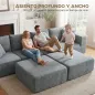 Sofá Seccional en Forma de U Sofá Modular con 2 Taburetes 2 Almohadas Reposabrazos Anchos sin Montaje Gris