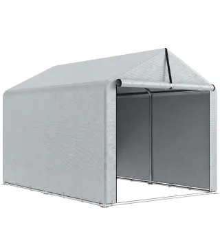 Carpa de Jardín para Almacenaje con Puerta Enrollable y Estructura Galvanizada, Gris