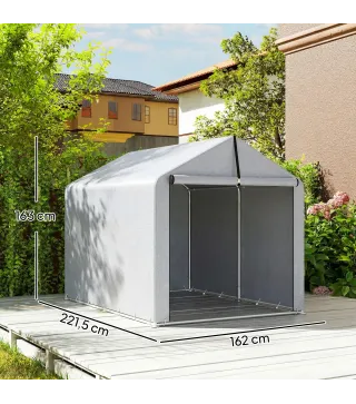 Carpa de Jardín para Almacenaje con Puerta Enrollable y Estructura Galvanizada, Gris
