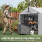 Carpa de Jardín Exterior para Herramientas Bicicletas con Marco de Acero Galvanizado Puerta Enrollable Gris