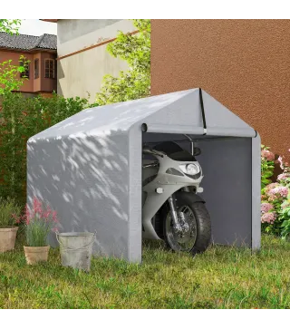 Carpa de Jardín para Almacenaje con Puerta Enrollable y Estructura Galvanizada, Gris