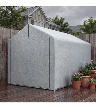 Carpa de Jardín para Almacenaje con Puerta Enrollable y Estructura Galvanizada, Gris