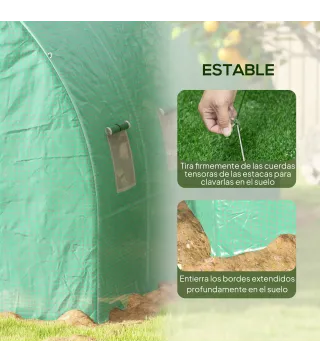 Invernadero de Túnel 6x3x2 m con Sistema de Riego Integrado 12 Ventanas con Malla y 1 Puerta Enrollable Verde